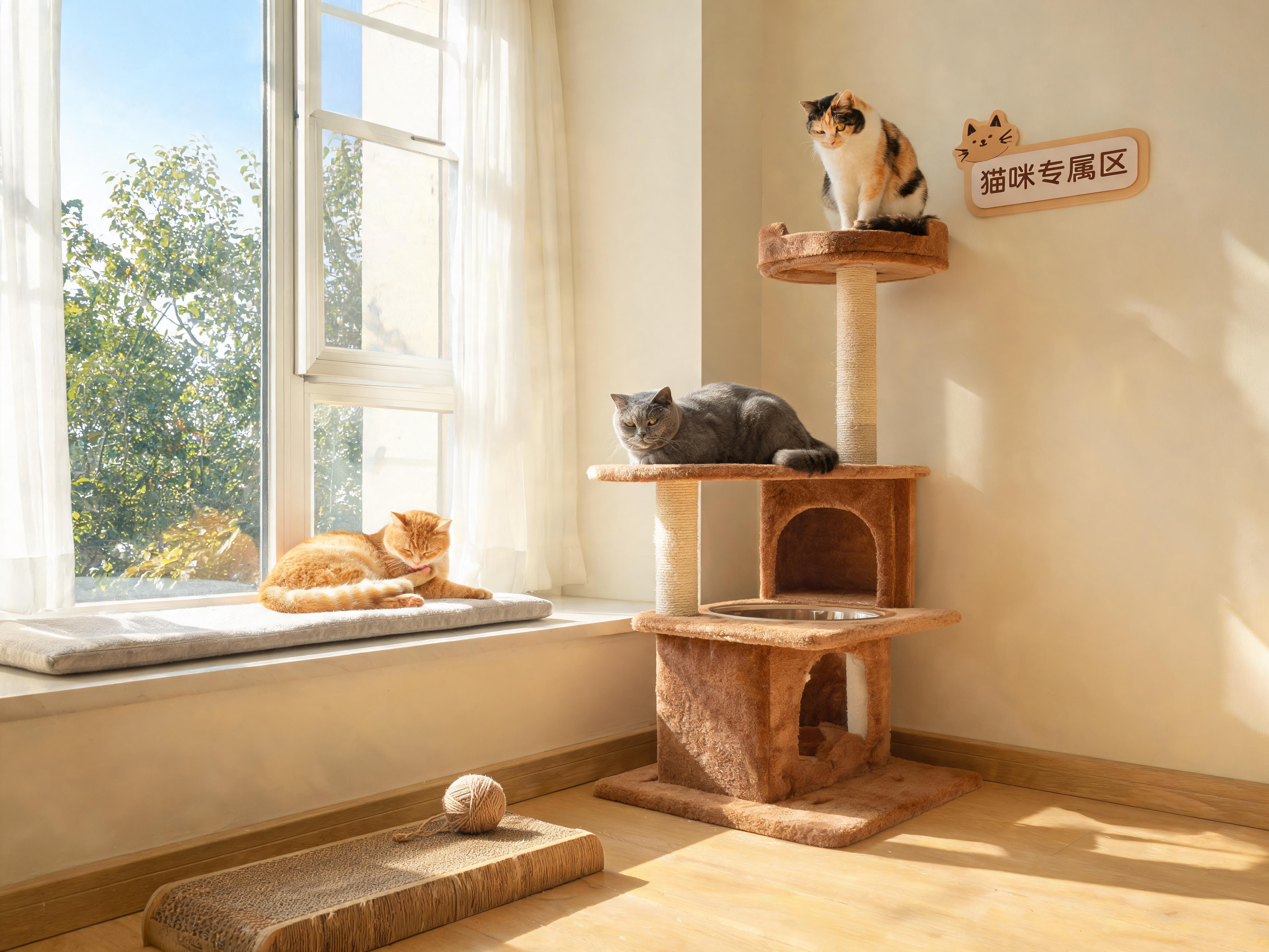 猫咪专属区——安静、有窗、有爬架